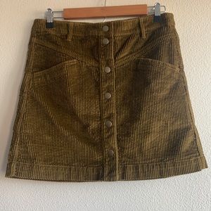 NWT Madewell Corduroy A-Line Snap Mini Skirt in Asparagus